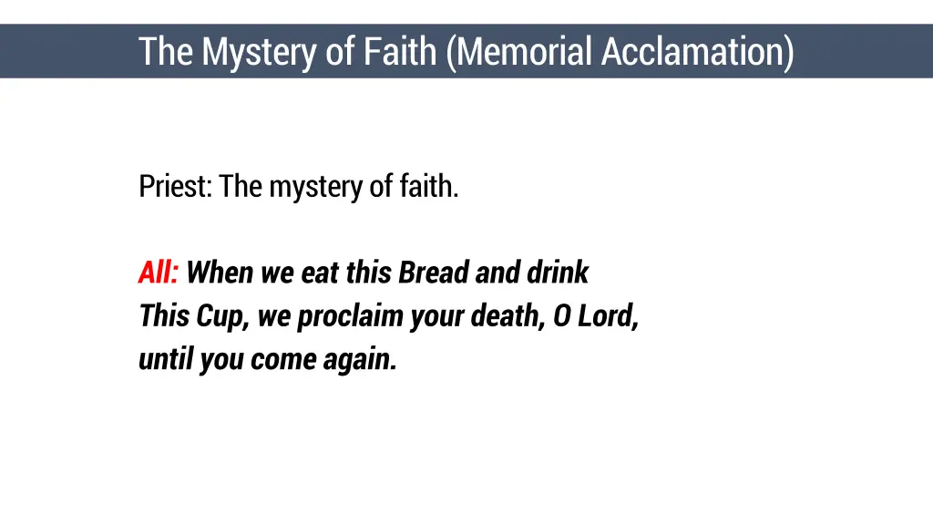 the mystery of faith memorial acclamation