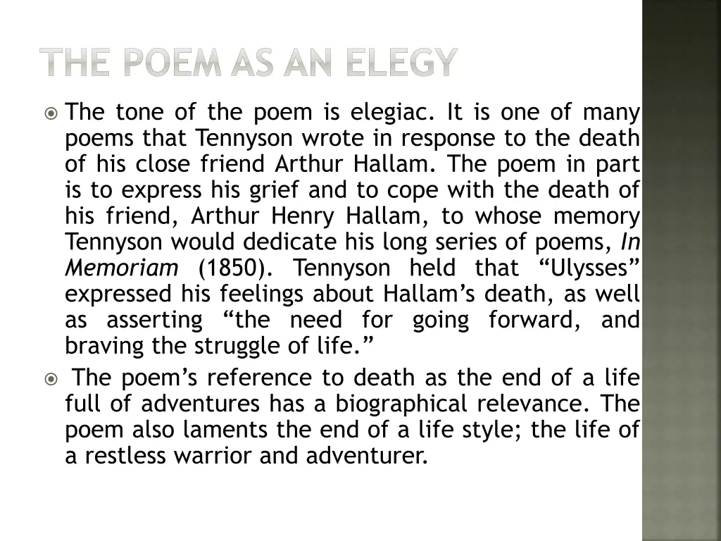 the poem as an elegy