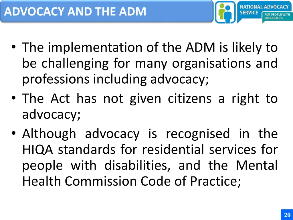 advocacy and the adm 2