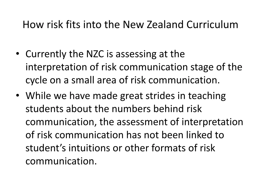 how risk fits into the new zealand curriculum 1