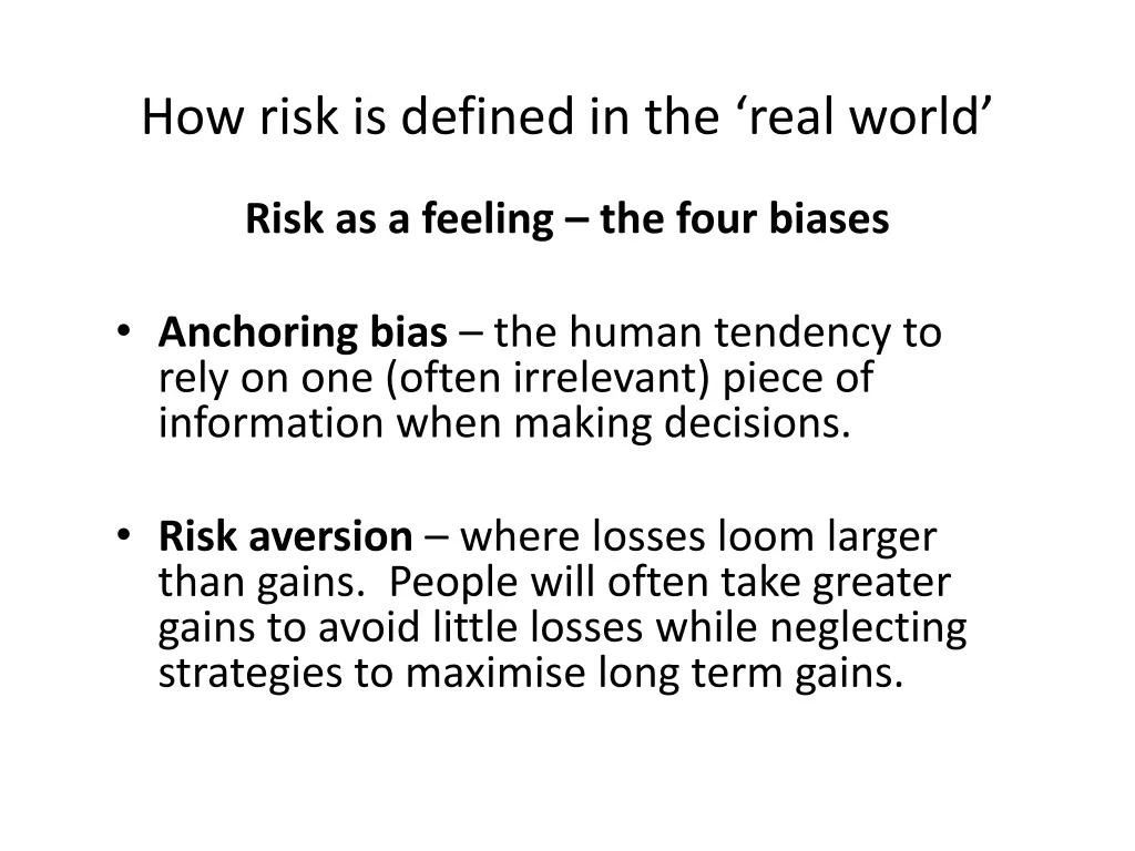 how risk is defined in the real world 6