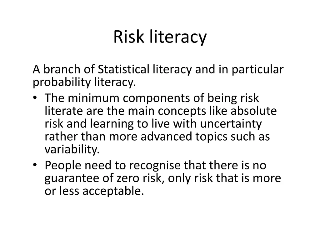 risk literacy