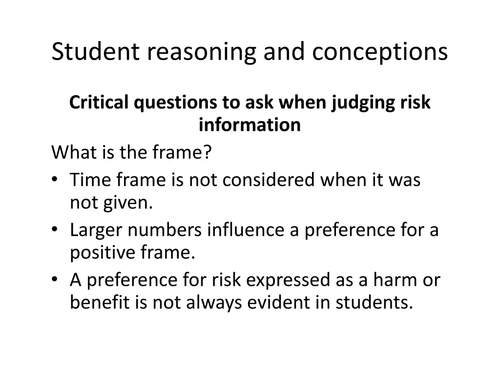 student reasoning and conceptions 2