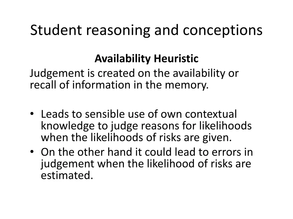 student reasoning and conceptions