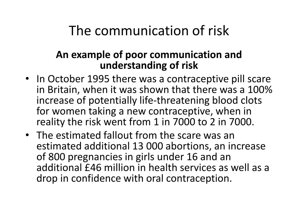 the communication of risk 1