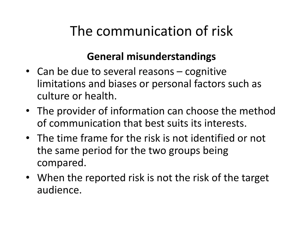 the communication of risk 2