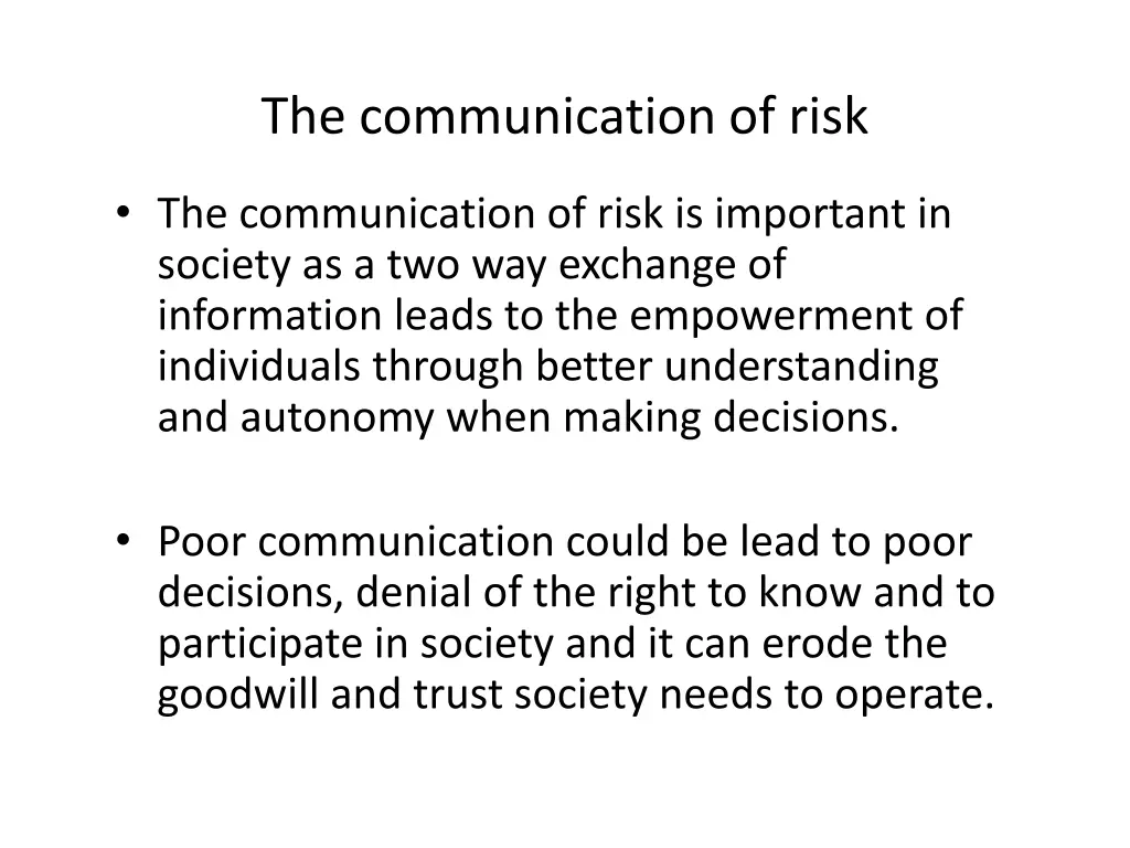 the communication of risk