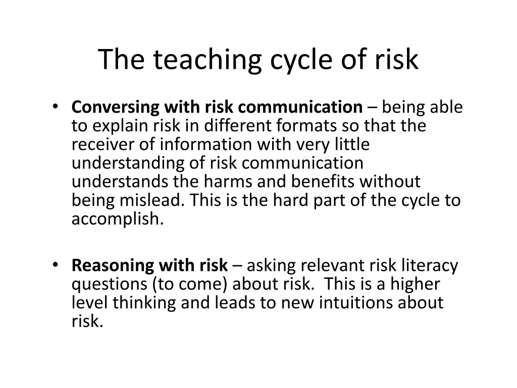 the teaching cycle of risk 2