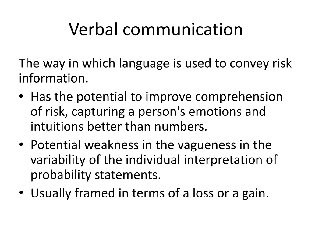 verbal communication