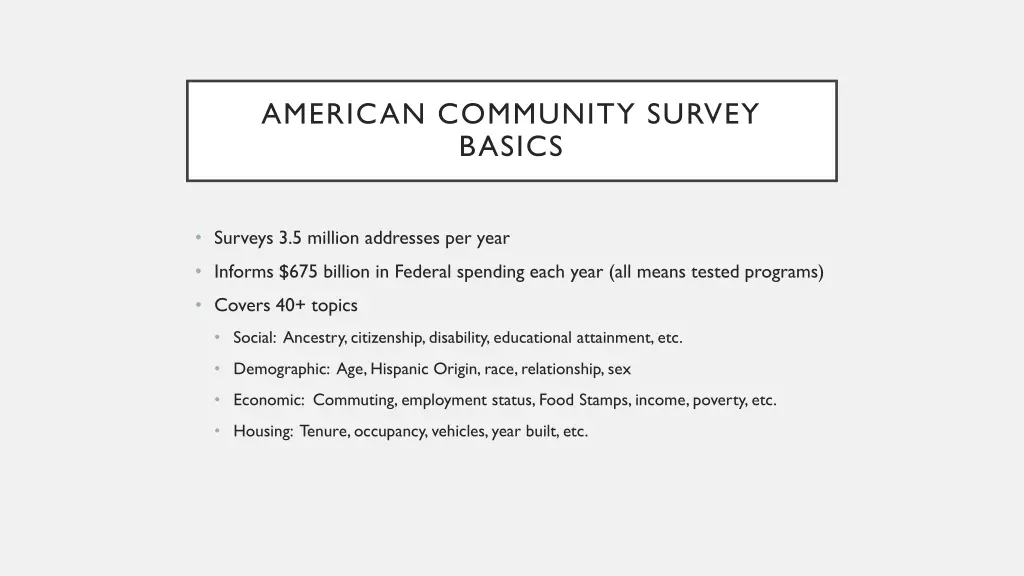 american community survey basics