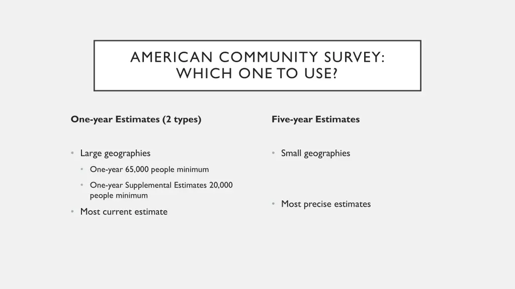 american community survey which one to use