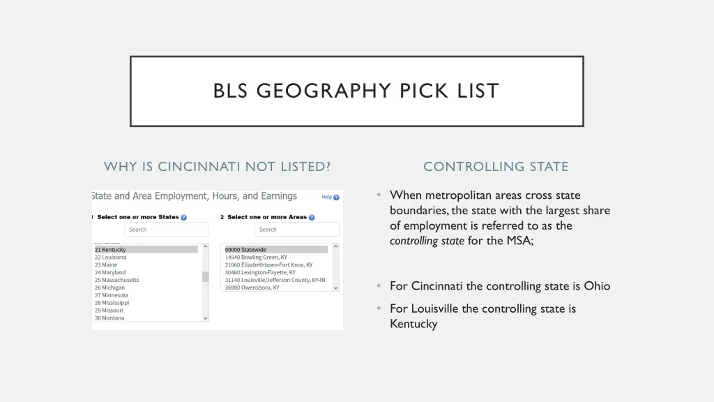 bls geography pick list