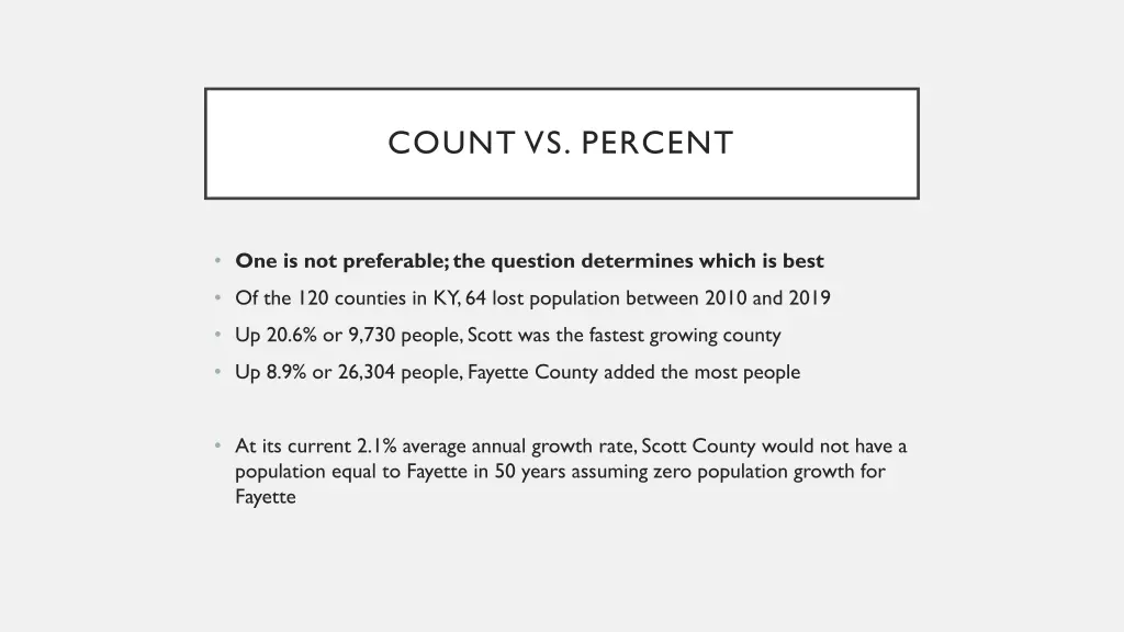 count vs percent