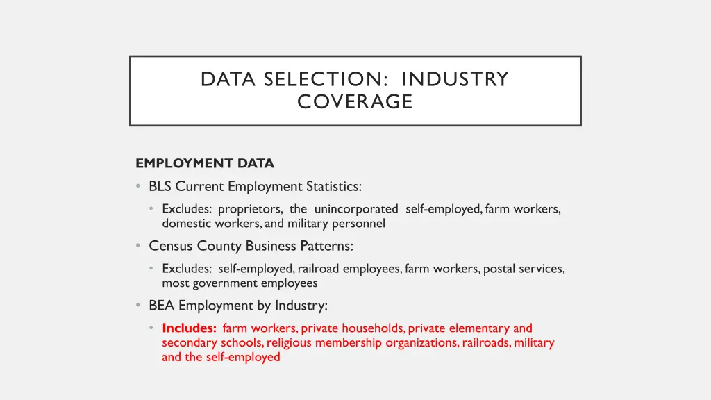 data selection industry coverage