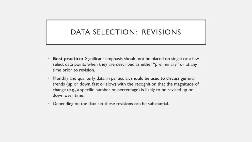 data selection revisions