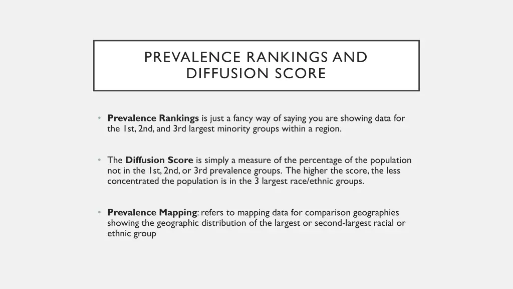 prevalence rankings and diffusion score