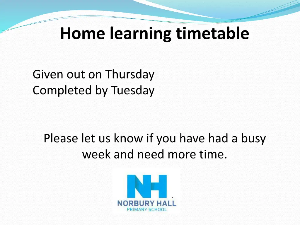 home learning timetable