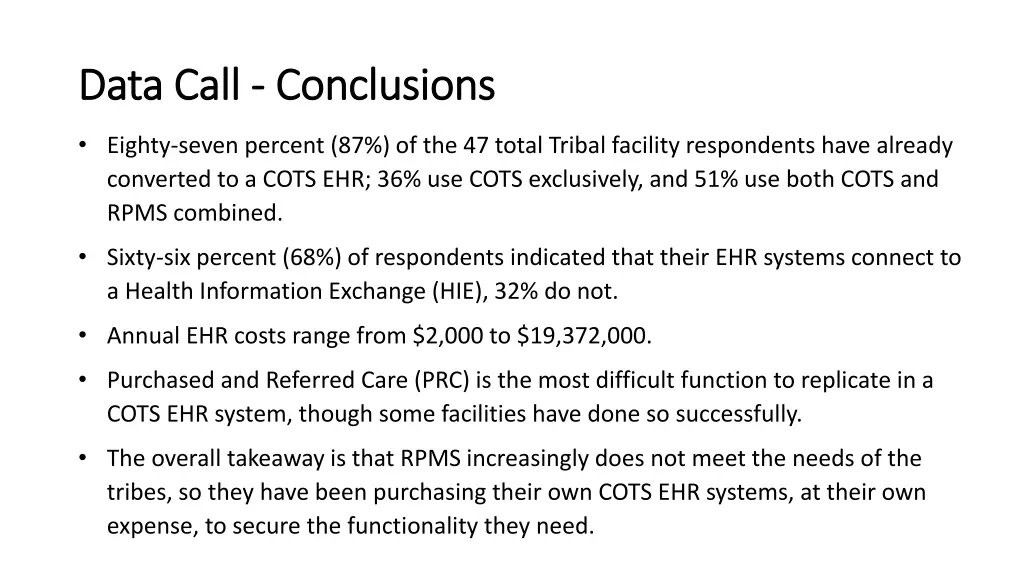 data call data call conclusions conclusions