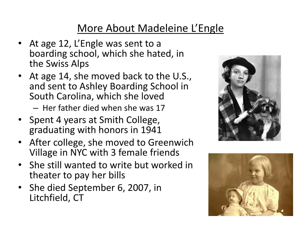 more about madeleine l engle at age 12 l engle