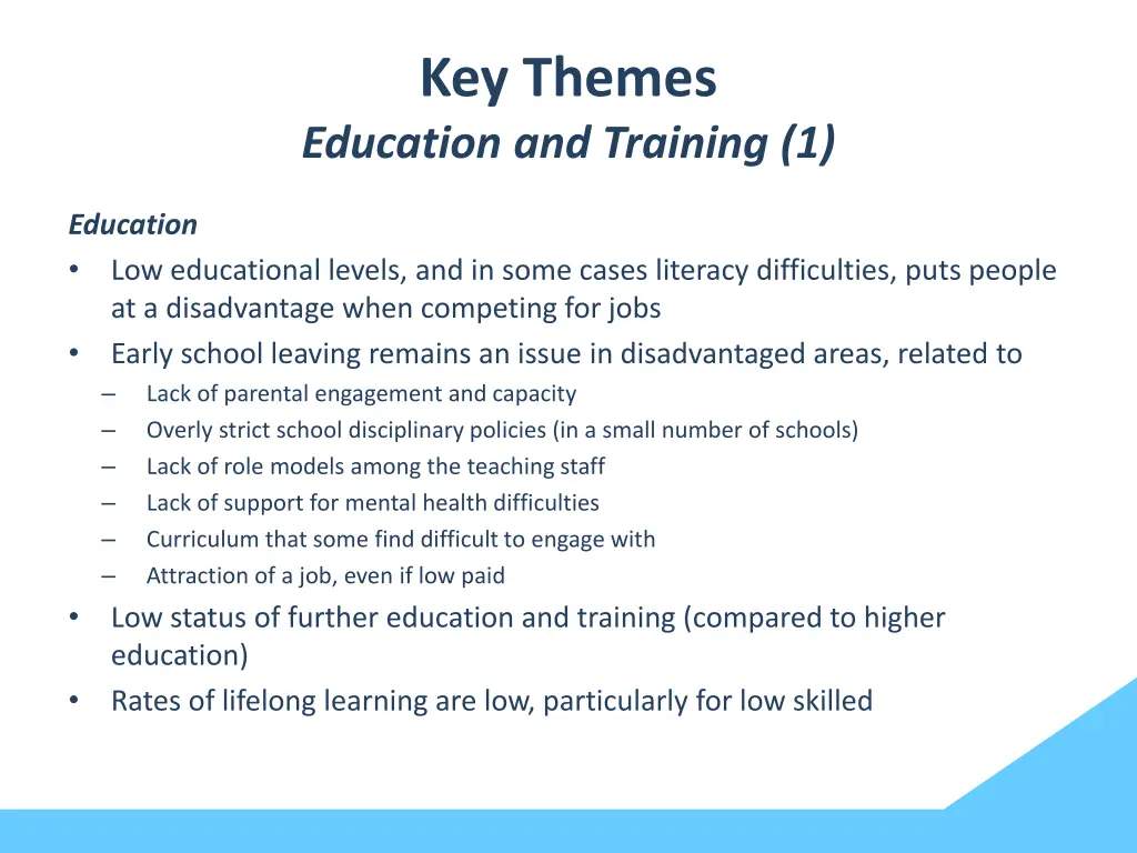 key themes education and training 1