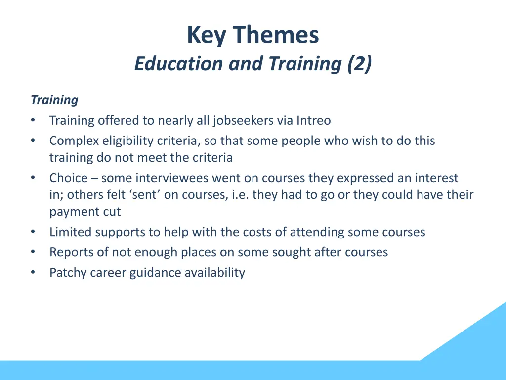 key themes education and training 2