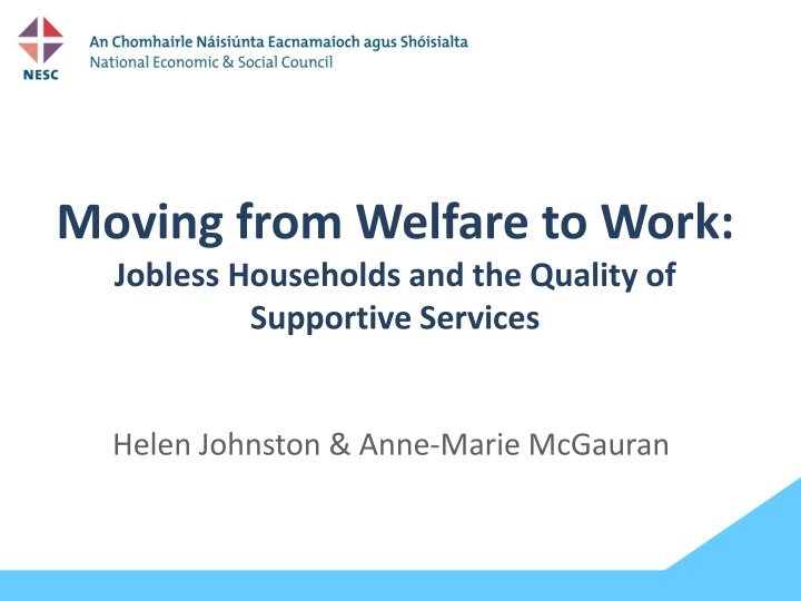 moving from welfare to work jobless households