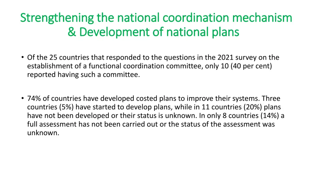 strengthening the national coordination mechanism