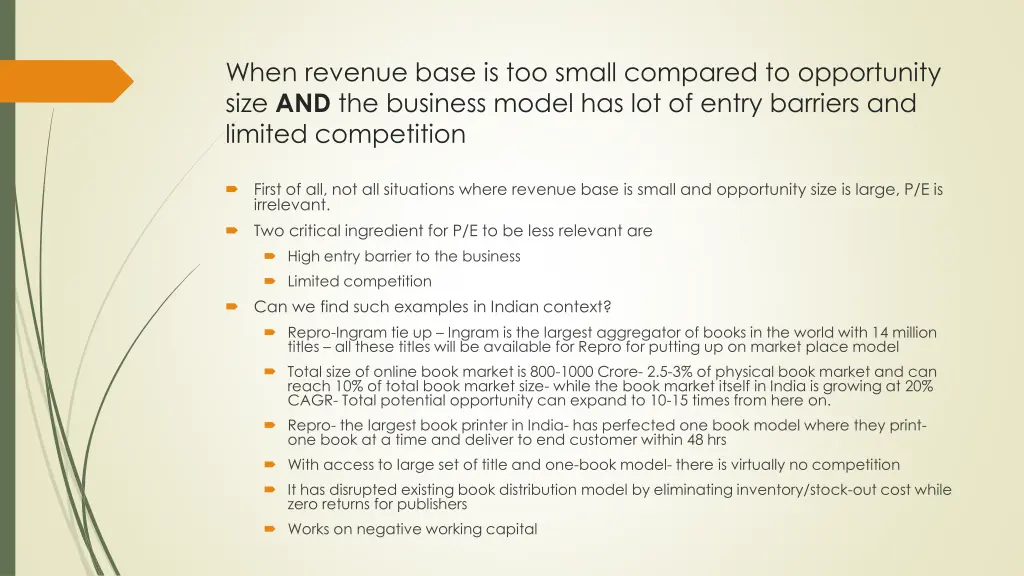 when revenue base is too small compared