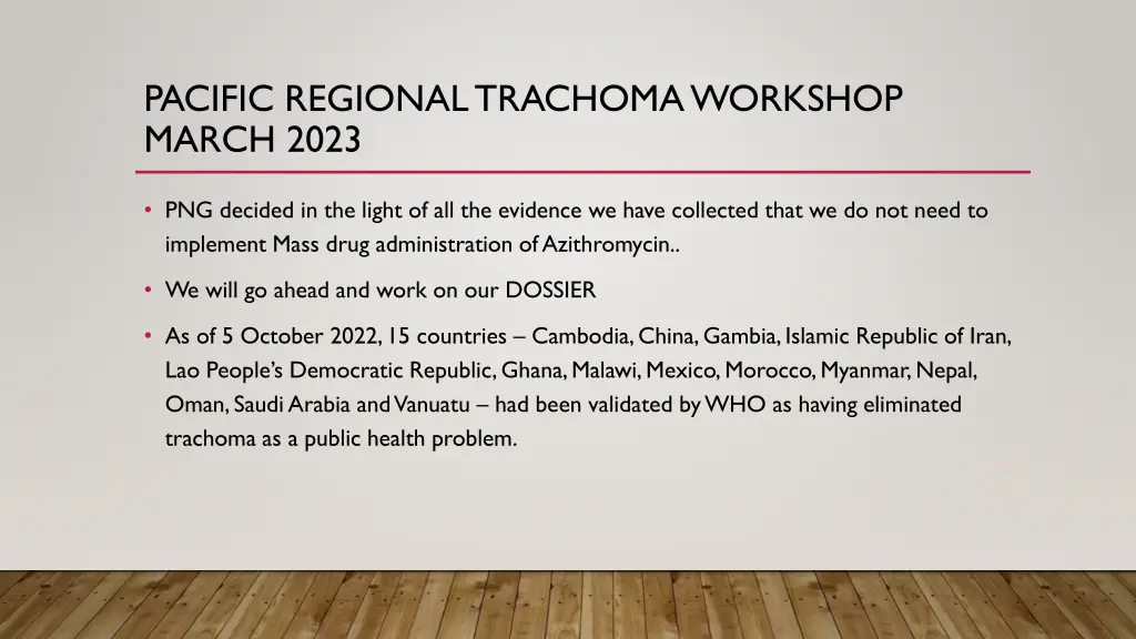 pacific regional trachoma workshop march 2023