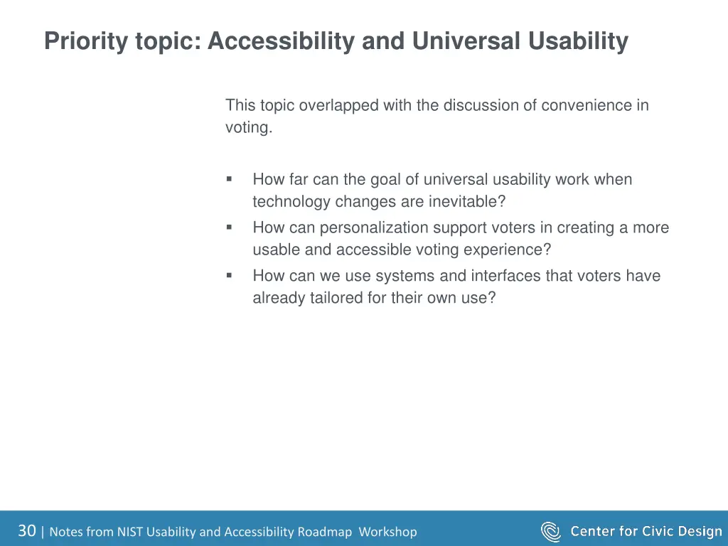 priority topic accessibility and universal