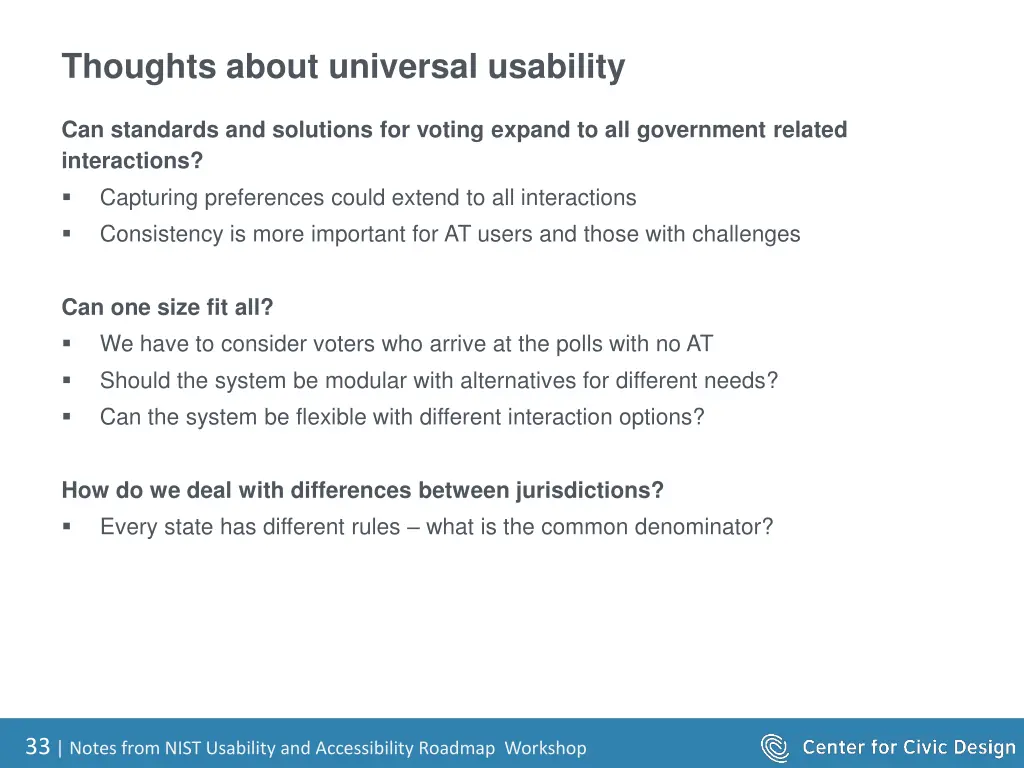 thoughts about universal usability