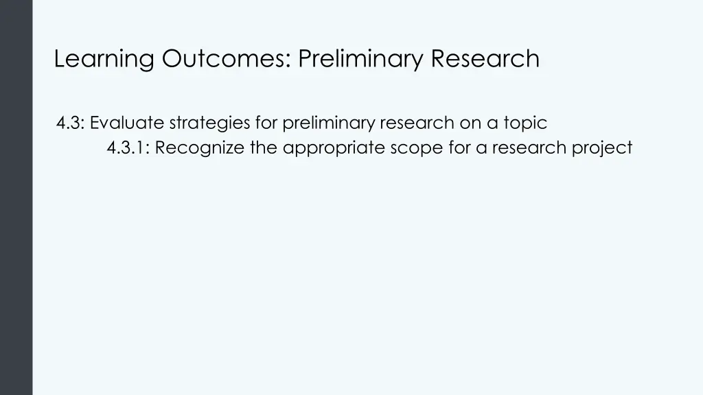 learning outcomes preliminary research