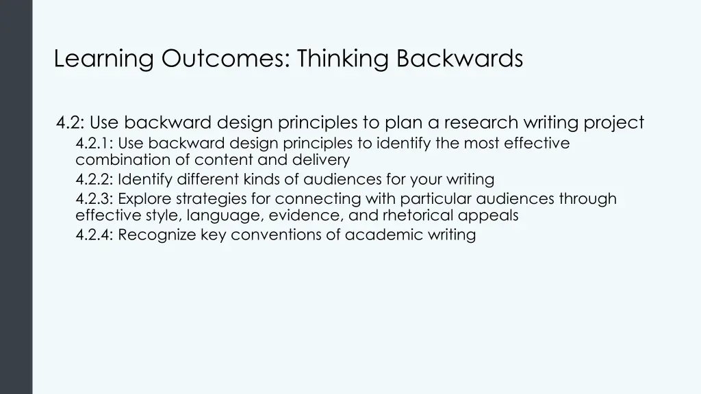 learning outcomes thinking backwards