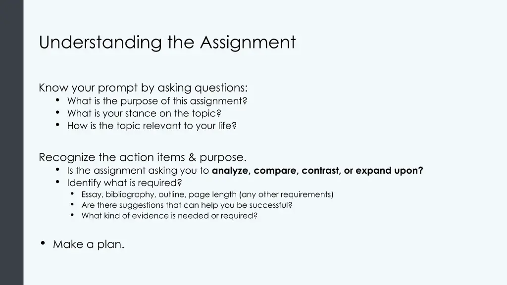 understanding the assignment