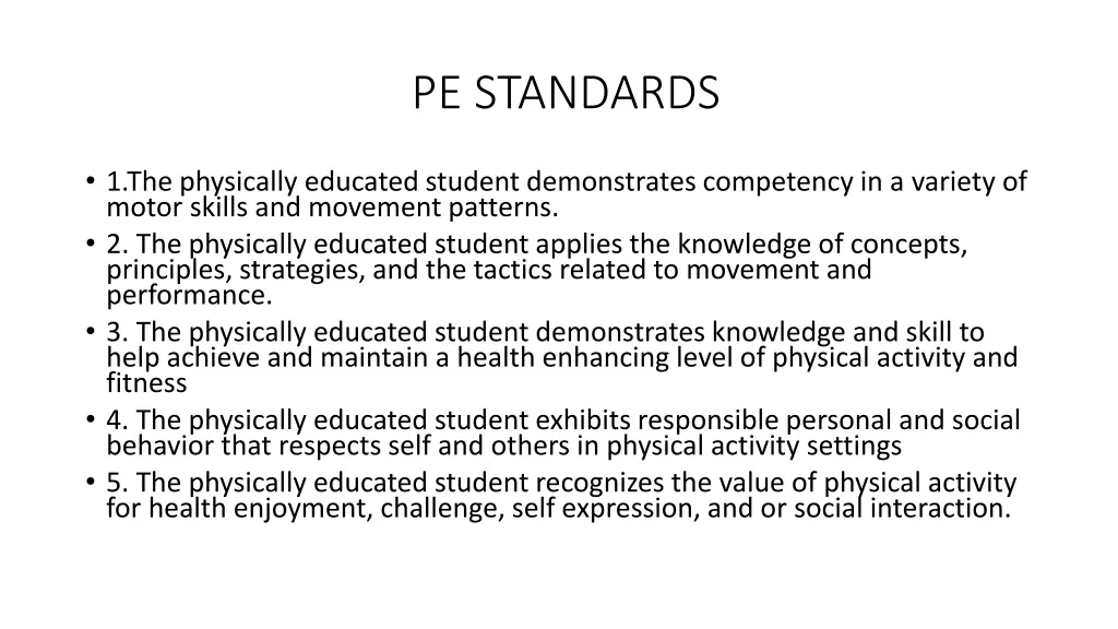 pe standards