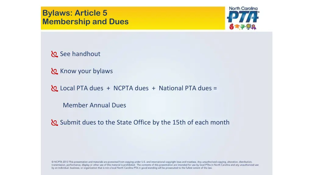 bylaws article 5 membership and dues