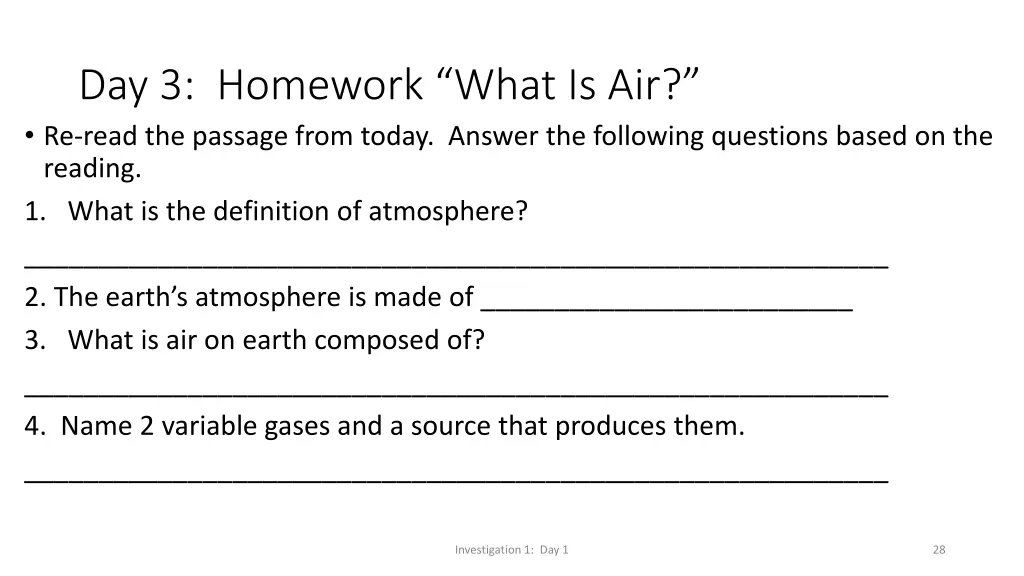 day 3 homework what is air re read the passage