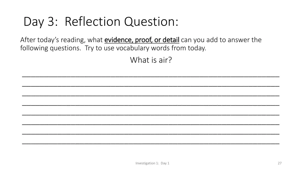 day 3 reflection question