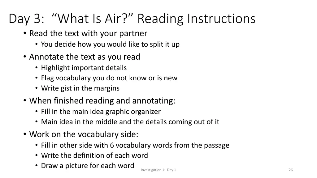 day 3 what is air reading instructions read