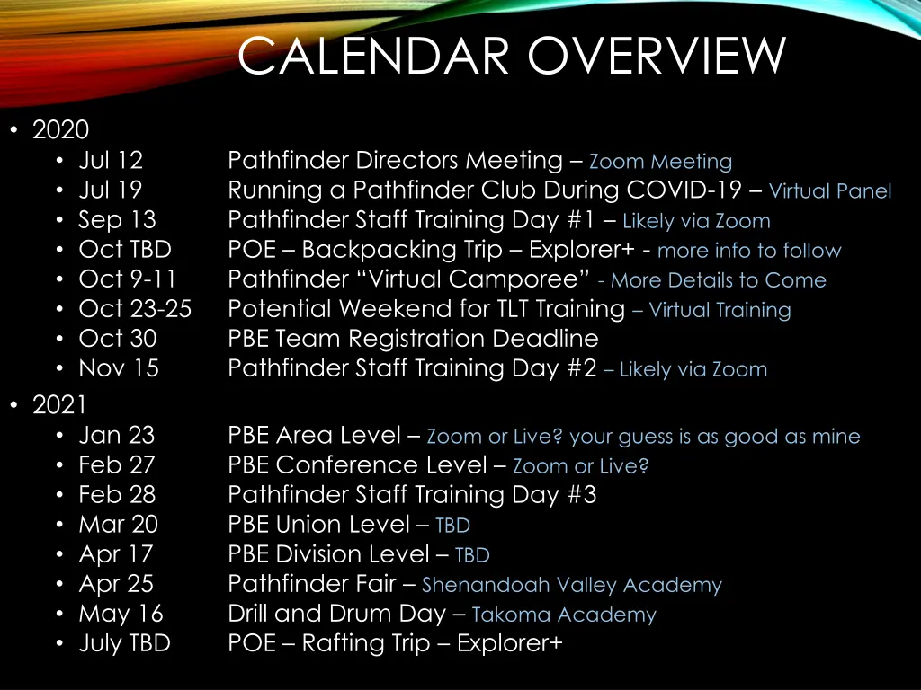 calendar overview