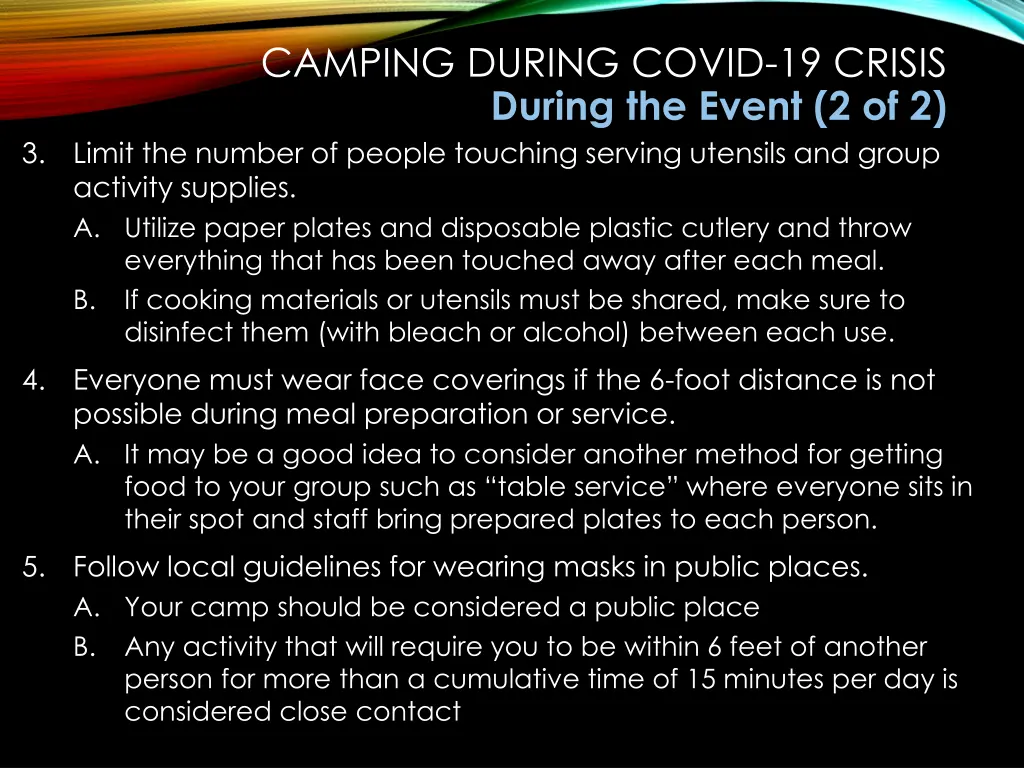 camping during covid 19 crisis during the event 1