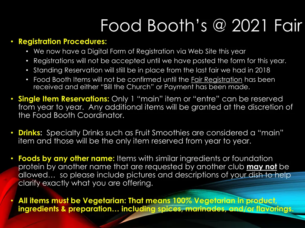 food booth s @ 2021 fair registration procedures