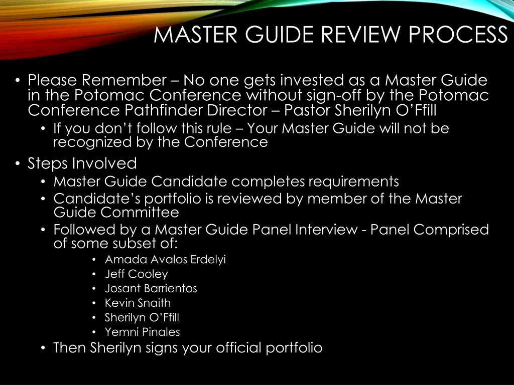 master guide review process