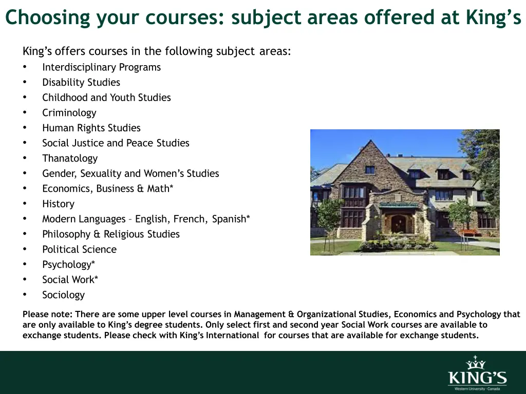 choosing your courses subject areas offered