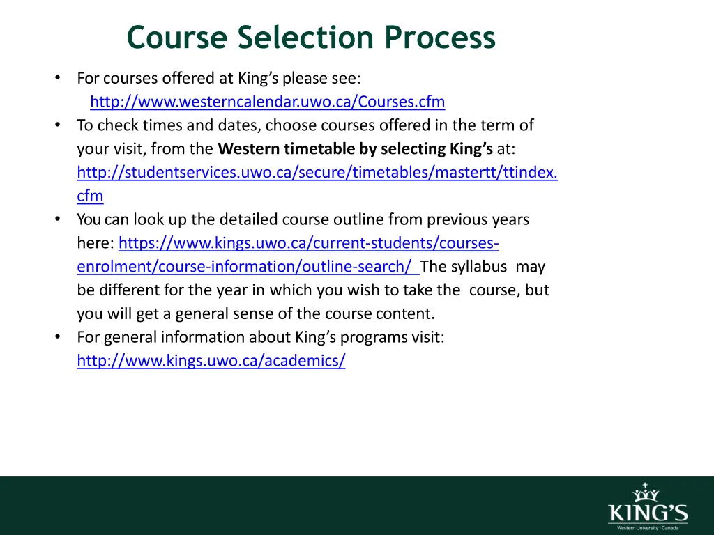 course selection process