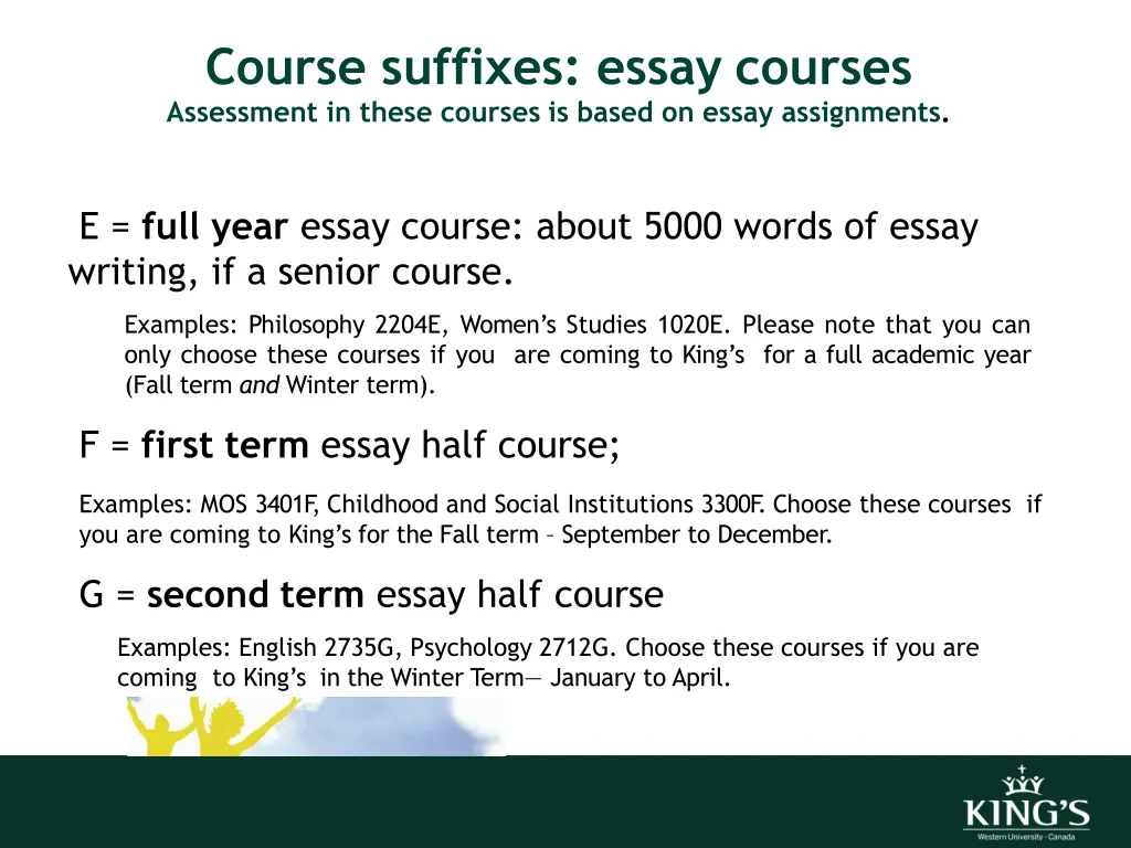 course suffixes essay courses assessment in these