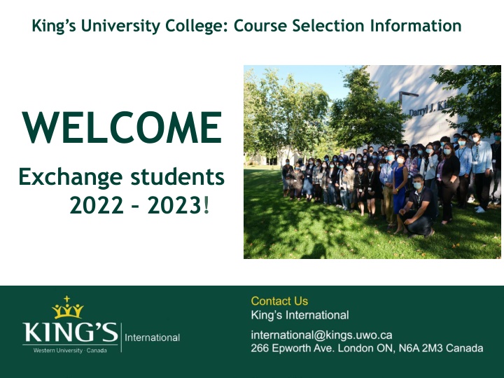 king s university college course selection