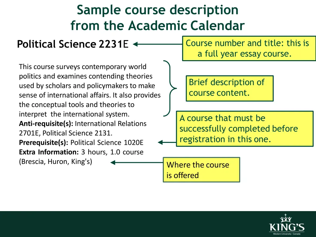 sample course description from the academic