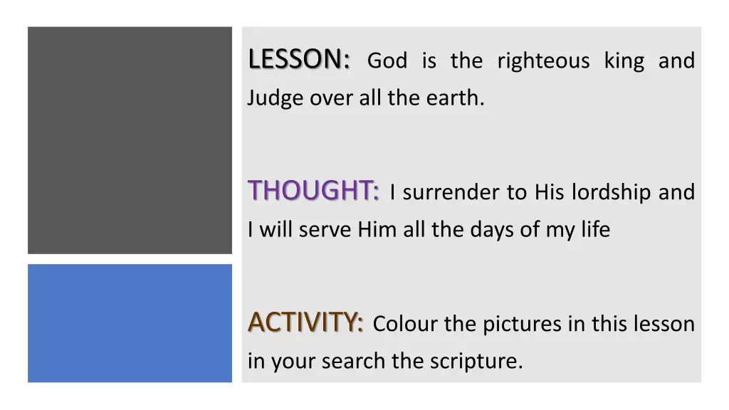 lesson god is the righteous king and judge over