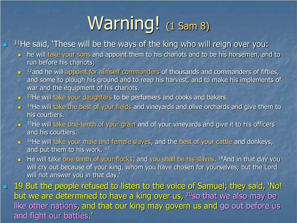 warning 1 sam 8